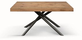 Tavolo CARRARA in legno, finitura rovere rustico e base in metallo antracite, allungabile 160&#215;90 cm &#8211; 240&#215;90 cm