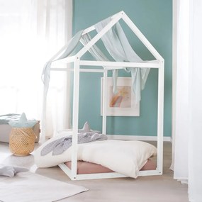 Letto da bambini a forma di casa bianco in pino massiccio con materasso incluso e rete non inclusa 70x140 cm House Bed – Roba
