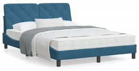 Giroletto Con Testiera Blu 140x200 Cm İn Velluto /