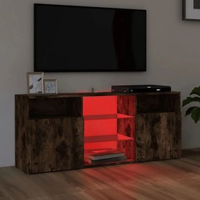 Mobile porta tv con luci led rovere fumo 120x30x50 cm