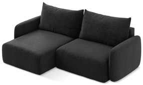 Divano angolare nero allungabile/con contenitore (con penisola a sinistra) Kalena – Makamii