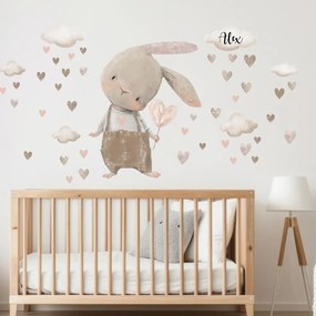 Adesivi per bambini - Coniglietto crema con un nome | Inspio