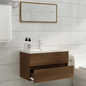 Mobile bagno lavabo integrato rovere marrone legno multistrato