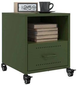 Comodini 2 Pz Verde Oliva 36x39x43,5 Cm İn Acciaio /