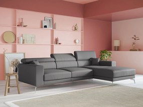 Blade Divano moderno angolare con poggiatesta reclinabili in Ecopelle T04 antracite
