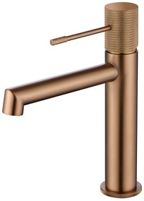 Rubinetto miscelatore monocomando per lavabo senza scarico in ottone oro rosa spazzolato Melin