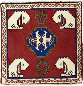 Shiraz Tappeto persiano 60x60 Rosso (Iran) Annodato A Mano