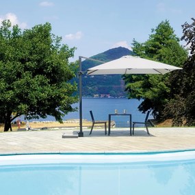 Ombrellone a palo laterale antracite M 01G L 300 x 300 cm con telo ecru
