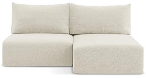 Divano angolare color crema allungabile/con contenitore (con penisola a destra) Kalena – Makamii