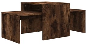 Set tavolini salotto rovere fumo 100x48x40 cm legno multistrato