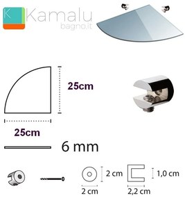 Kamalu - mensola in vetro ad angolo 25cm vitro-370