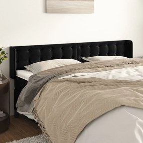 Testiera Ad Orecchio Nera 203x16x78/88 Cm İn Velluto /