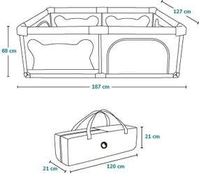 Lionelo - Box giochi WILLOW grigio