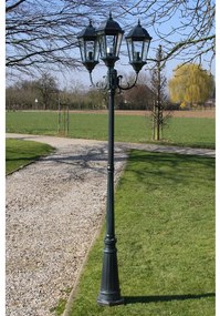 Lampione da Giardino 3 Bracci 230 cm Verde Scuro/Nero Aluminio