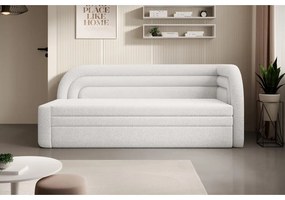 Divano color crema allungabile/con contenitore con penisola a destra e rivestimento in bouclé 223 cm Fabillo – ELTAP