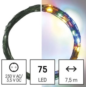 Catena LED natalizia da esterno 75xLED/12,5m IP44 multicolore