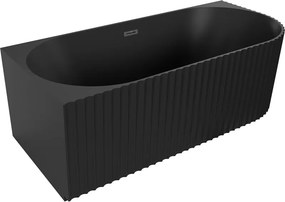 Mexen Gia vasca autoportante angolare scanalata sinistra 170 x 80 cm, nero opaco, troppopieno nero - 52701708071L-70