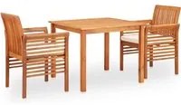 Set da Pranzo da Giardino 3 pz con Cuscini Massello di Acacia 278895