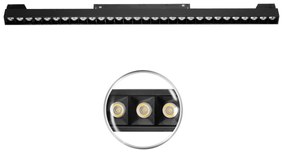 Faro LED Lineare 30W Magnetico 54cm CRI92 UGR16 Nero 48V Colore Bianco Caldo 3.000K