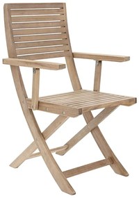 Sedia da giardino in acacia con braccioli pieghevole Solaris NATERIAL, seduta in acacia marrone