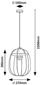 Rabalux 72024 - Lampadario a sospensione con filo SVENS 1xE27/60W/230V nero/blu