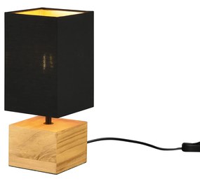 Lampada da tavolo nera quadrata legno 30 cm Woody Trio