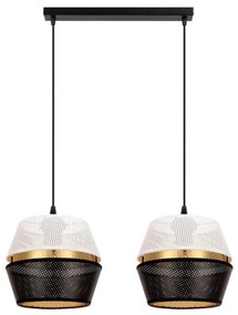 Lampadario a cavo PARIS 2xE27/60W/230V bianco/nero/oro
