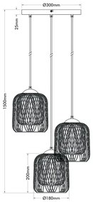 Globo 15965-3HR - Lampadario sospeso a cavo DICHTI 3xE27/40W/230V