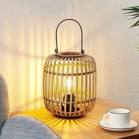 Lampada da tavolo Lindby Canyana, naturale, rattan, altezza 27 cm