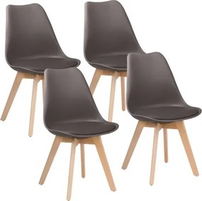 Sedia Nordica Marrone Caffè Con Gambe In Legno E Cuscino Design Moderno