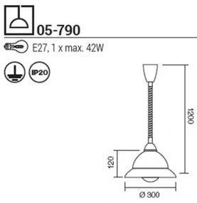 Redo 05-790 - Lampadario a sospensione con filo ETRUSCA 1xE27/42W/230V