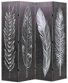 Paravento Pieghevole 160x170 Cm Stampa Piume Bianco E Nero /