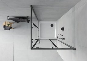 Mexen Rio cabina doccia quadrata 70 x 70 cm, trasparente, nera + piatto Flat, bianco - 860-070-070-70-00-4010B