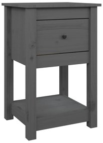 Comodini 2 pz Grigia 40x35x61,5 cm in Legno Massello di Pino