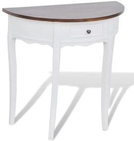Tavolo Consolle Con Cassetto E Piano Marrone Semicircolare /