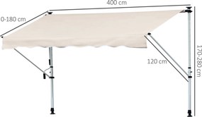 Tenda da Sole Avvolgibile 4x1,2m Autoportante Bianca...
