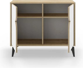 Mobile in rovere decorato in bianco e naturale 95x79 cm Nola - Marckeric