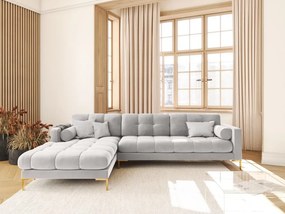 Divano angolare Bali 5 posti in velluto con gambe oro - L293cm