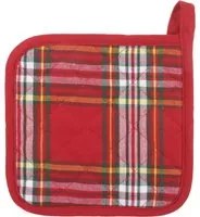 Set 2 presine natalizie tartan rosso 20x20 cm