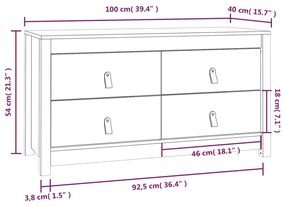 Armadietto Miele 100x40x54 cm in Legno Massello di Pino