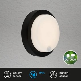 Brilo - Lampada da parete LED ricaricabile per esterni con sensore, 4W, 5V, batteria 4400 mAh, IP44, nera