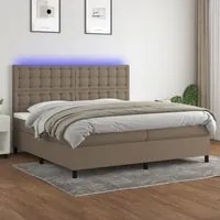 Letto a Molle Materasso e LED tortora 200x200cm in Tessuto 3135225