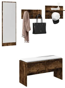 Set Di Mobili Da Ingresso 4 Pz Rovere Fumo İn Legno Multistrato /
