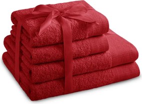 Set di asciugamani per viso e corpo tipo terry rossi in cotone 4 pz Amari – Restilo