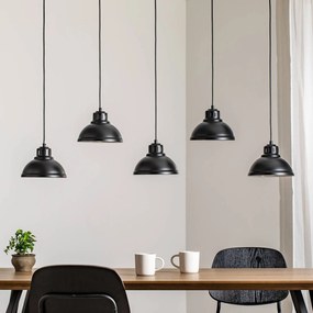 Luminex Lampada a sospensione Sven, 5 luci, nero, acciaio, E27