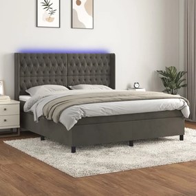 Letto A Molle Con Materasso E Led Grigio Scuro 160x200 Cm /