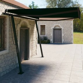 Tenda da Sole Retrattile Automatica con Pali 4x3 m Antracite