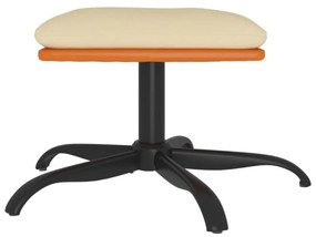 Poggiapiedi crema 60x60x36 cm in tessuto e similpelle