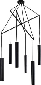 Lampadario Design Tubix nero paralume nero 6x GU10 NOVECENTO