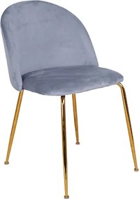 Sedia da pranzo in velluto Grigio Balena con gambe in metallo Oro - PARIS 2 sedie
